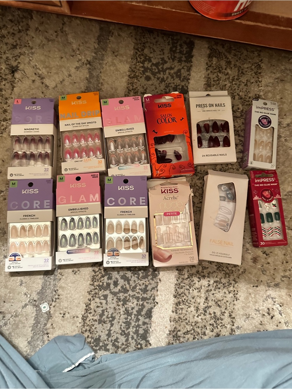 KISS False Nails Variety Pack – Assorted Pink, White, Nude & Burgundy